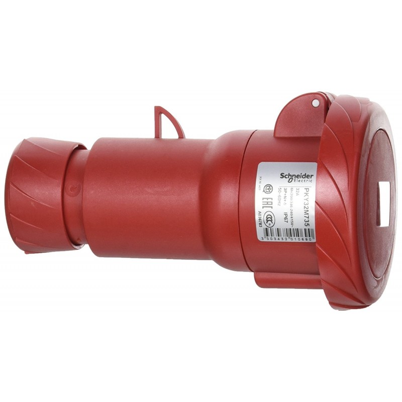 Prise mobile industrielle Schneider 3X32A+NT 400V IP67 rouge PKY32M735