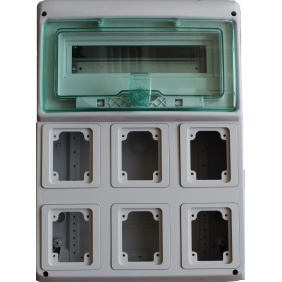 Schneider Industrieverteiler 12 Module für 6 Steckdosen eingebaut 10366