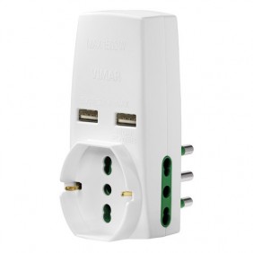 Triple adaptateur Vimar avec 2 prises USB et...