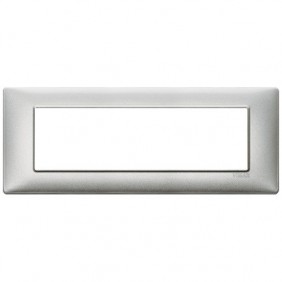 Placca Vimar Plana 7 Moduli argento metallizzato 14657.71