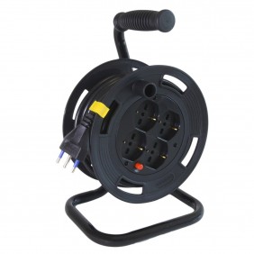 Master roll-up extension cord with cable meters...