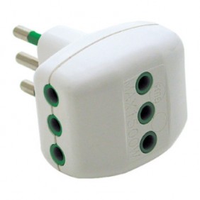 Adattatore triplo Fanton spina 10A+T con 3...