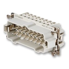 Inserción del conector Macho Weidmuller HDC 16P+e 16A 500V 1207500000