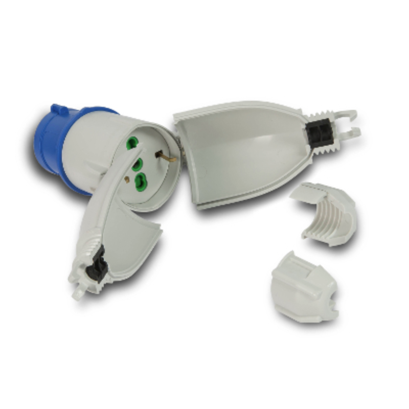 Adaptador Fanton Enchufe Cee con toma schuko y bivalente 73020