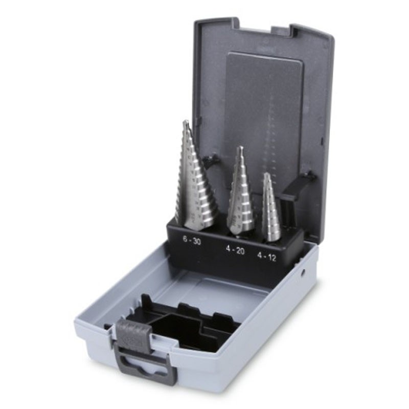 Set di frese coniche Beta a gradino in cassetta di plastica 004250030