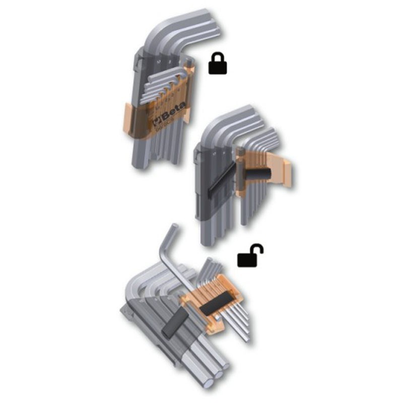Set of 9 wrenches Hexagonal male Beta with support 000960374