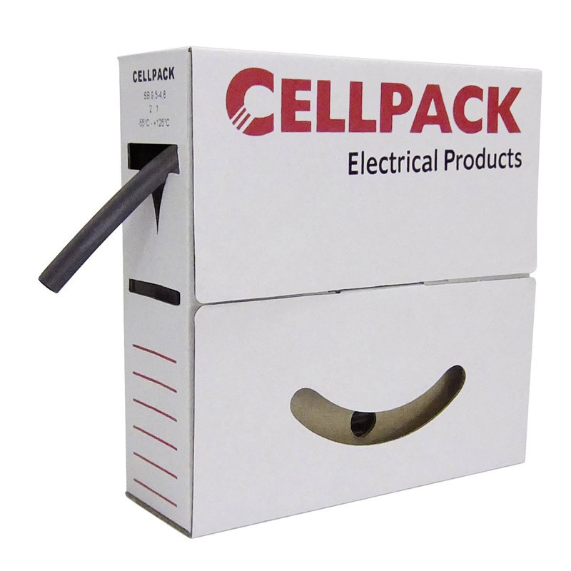 Tubería del encogimiento del calor 6,4 / 3,2 Cellpack negro 10 m 127057