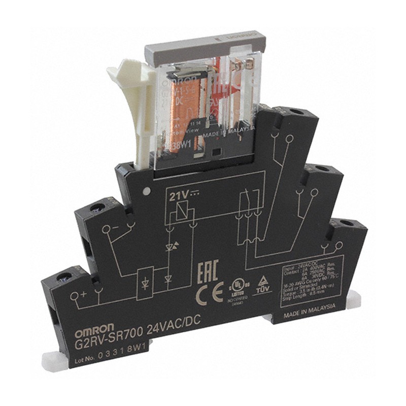 Relé electromecánico Omron Slim con zócalo G2RVSR700ACDC24