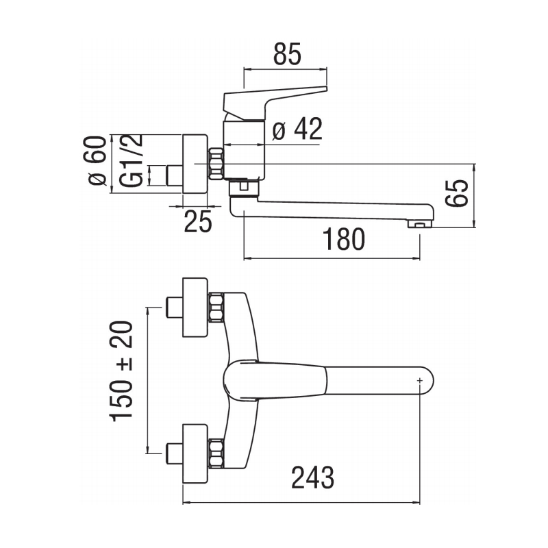 Rubinetto miscelatore a parete per lavabo Nobili LIVING NB84115 CR