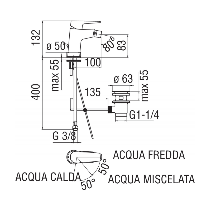 Mezclador de bidé Nobili NOBI ECO Cromado NBE84119/1CR