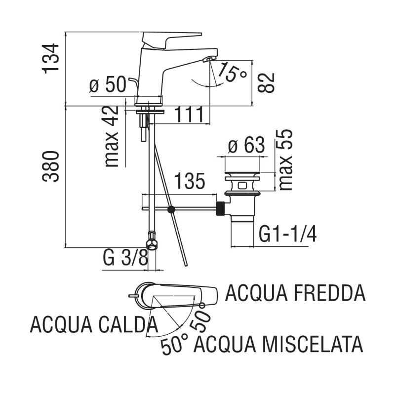 Nobili mezclador de fregadero NOBI ECO Cromado NBE84118/1CR