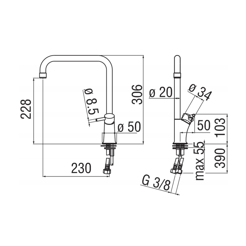 Swivel kitchen faucet Nobili Chrome CU92813CR
