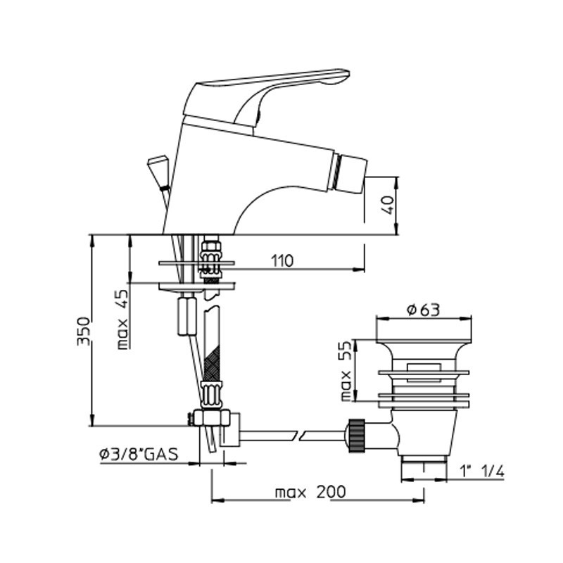 Rubinetto miscelatore per bidet Nobili BLUE Cromo BL29119/1CR