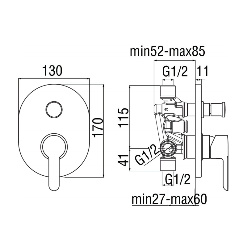 Miscelatore Incasso monocomando per doccia Nobili ABC 2 Vie AB87100CR