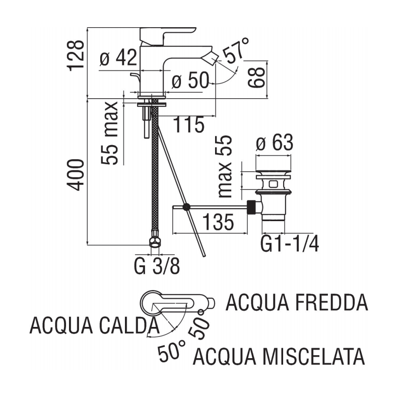 Nobili ABC ECO Faucet Mixer for Bidet Chrome Plated ABE87119/1CR