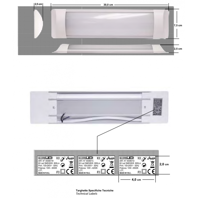Led-deckenleuchte-Led-Poliplast für den innen-10W 6000K 30CM 400801D