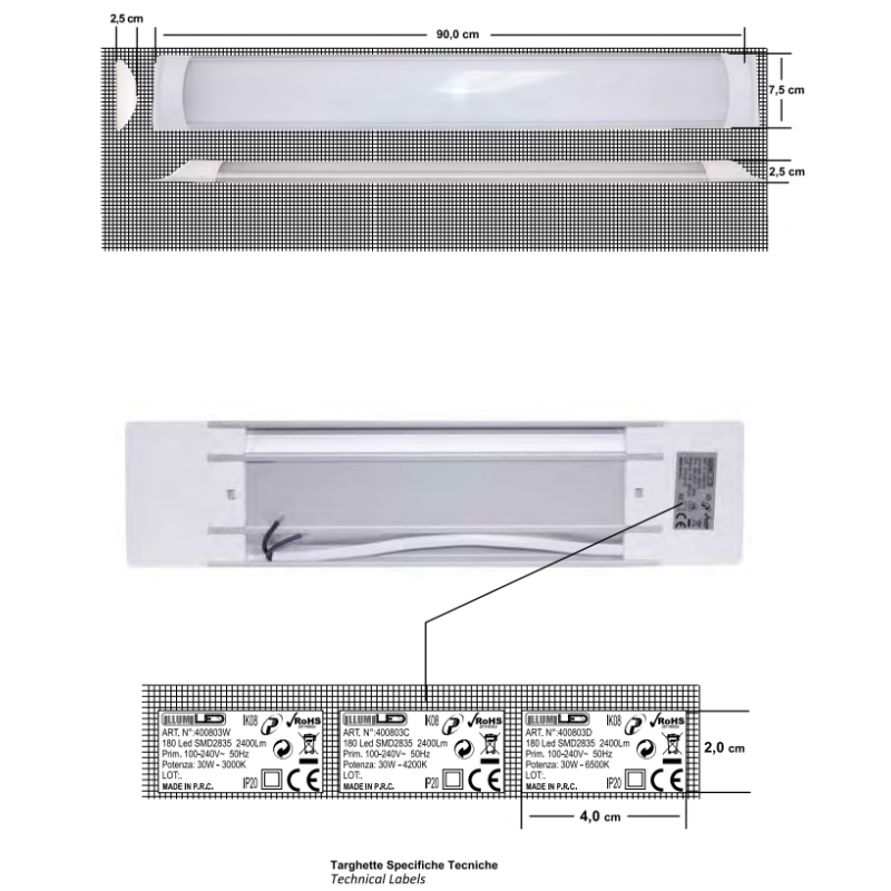 Poliplast Giorgia Indoor Led Ceiling Light 30W 3000K 90CM 400803W