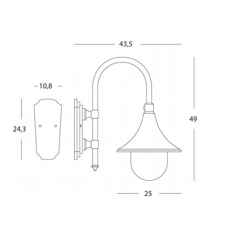 Applique da giardino Sovil attacco E27 in basso colore Rugine 347/11
