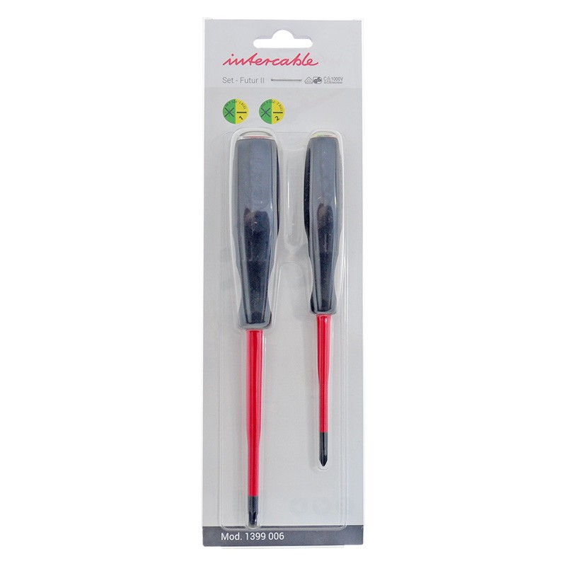 JEU de 2 Tournevis avec lame combo cruciforme pozidriv Intercable 1399006