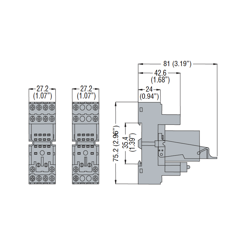 Sockel zu industrierelais Lovato mit 2 trades für serie HR602C HR6XS21