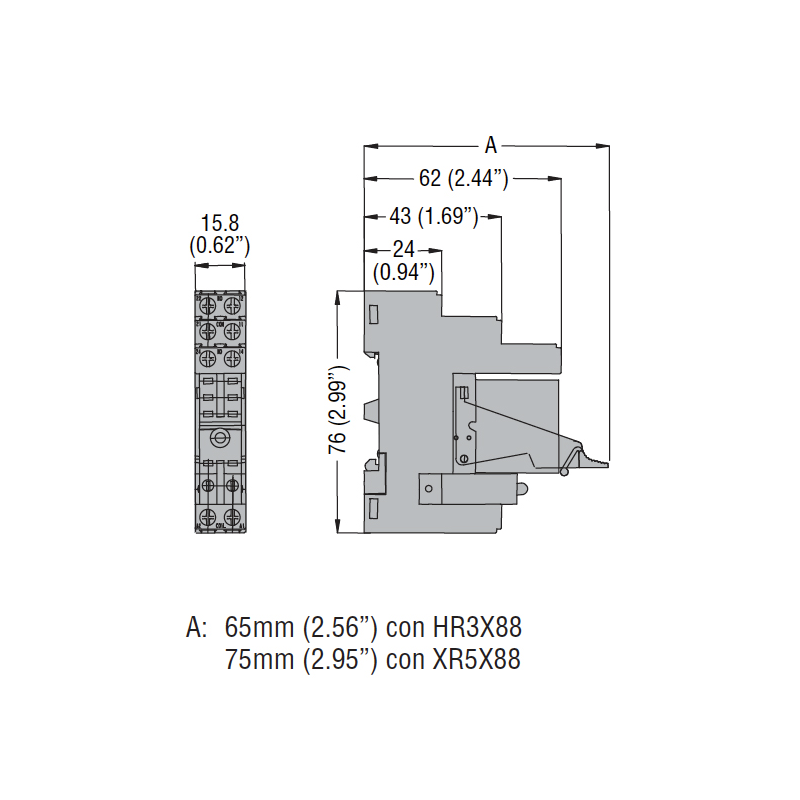 Lovato socket for HR30/HR50 series mini relay HR5XS21
