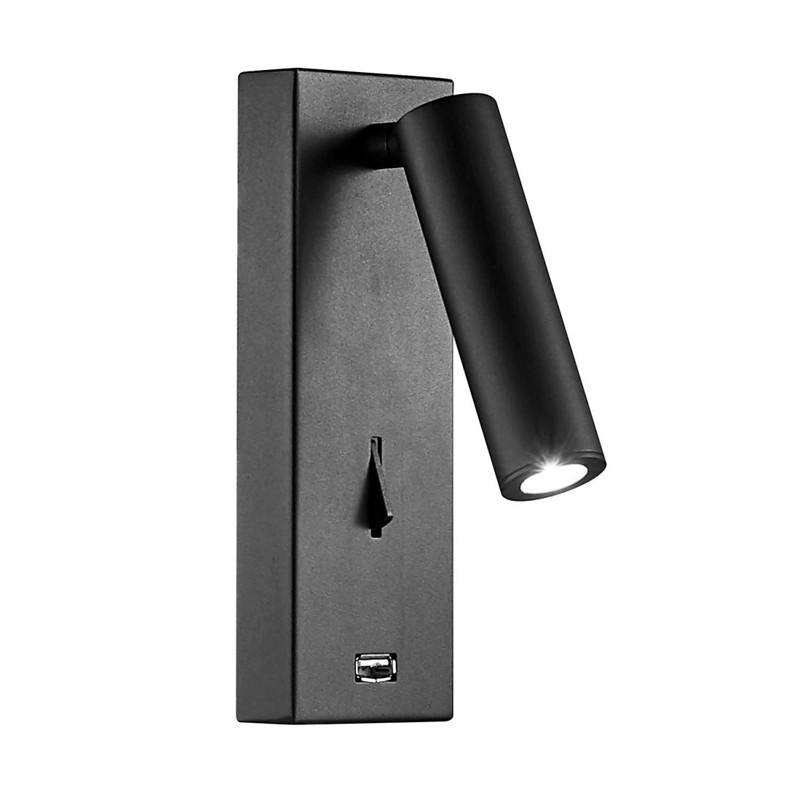 Lampada a parete LED Beneito Faure PURE 4W 2700K Nero con USB 4143