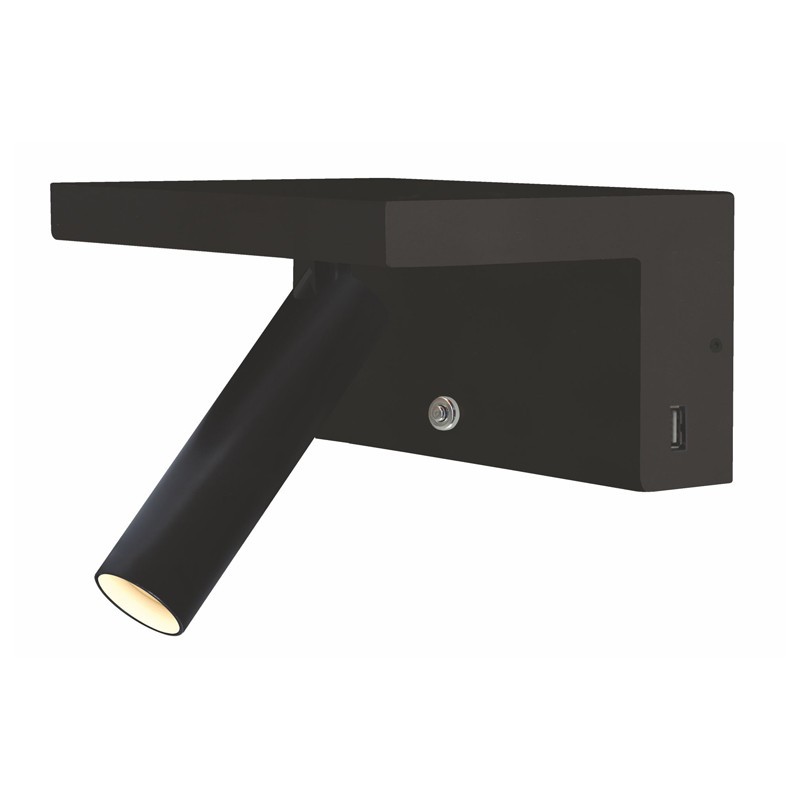 Aplique Beneito Faure BEAM NEGRO 5W 2700K USB regulable 3959