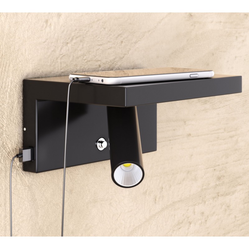 Lampada a parete Beneito Faure BEAM NEGRO 5W 2700K USB dimmerabile 3959