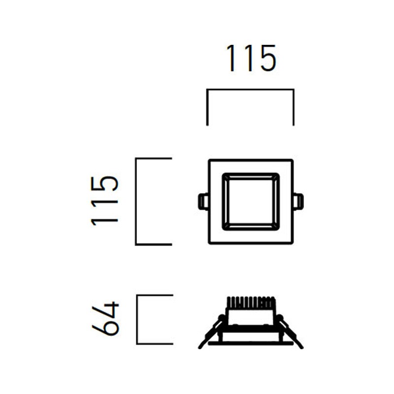 Led-strahler einbau LED-Redo-12W 4000K 90° IP44 quadratische form EVS01NW