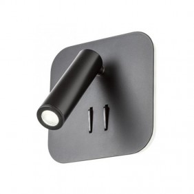 Applique Redo QUDA 6W+3W con presa USB 3000K Nero 01-1492