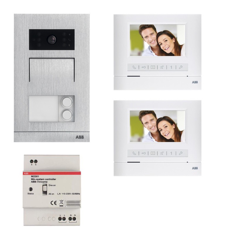 Kit Bifamiliare Videocitofono ABB Vivavoce  43 sistema BASIC WLK313B