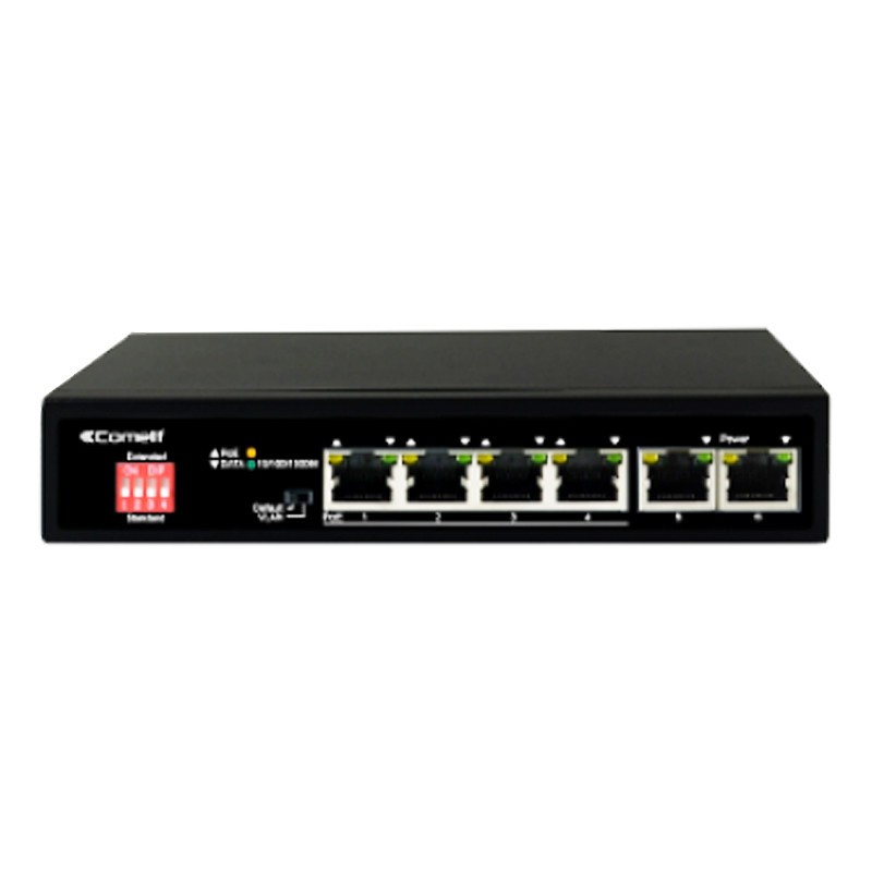 Switch di rete Comelit a 4 porte PoE + 2 uplink gigabit IPSWP06N01A