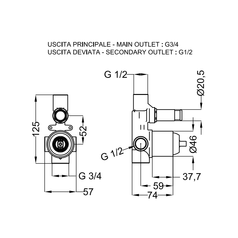 Body collection universal Theorem GOODLIFE with diverter 0311711-001