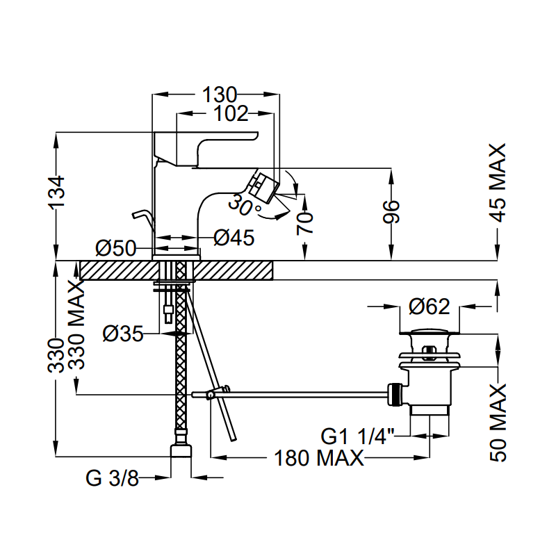 Mischbatterie für Bidet-Theorem GOODLIFE Verchromt 86401110X41