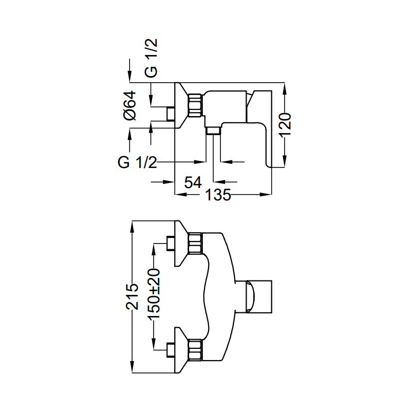 Mixer for Bathtub Theorem GOODLIFE wall mounted Chrome 86210110041