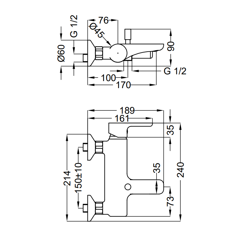 Mixer for the Bathtub Theorem the GOODLIFE with wall mounted shower 86150110341