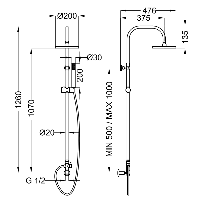 Colonne de douche Théorème de FIXER avec pommeau de douche et douchette Chrome 15263110341