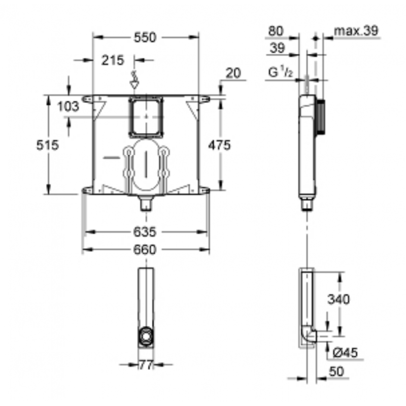 Box Flush Grohe TOILET 80mm thick 38863000