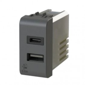 Presa USB 4Box 3.0A per serie Gewiss Chorus Nera 4B.G12.USB.30