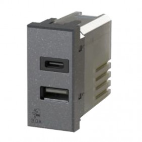 Toma USB 4Box 3.0A para Bticino serie Axolute Antracita 4B.HS.USB.30
