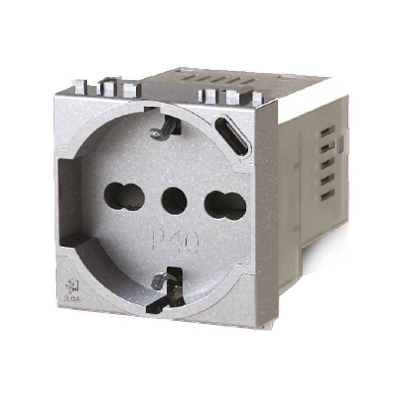 Bticino Livinglight 4B.NT.P40 3.0A Bipass und Schuko 4Box P40 Steckdose mit USB 3.0A