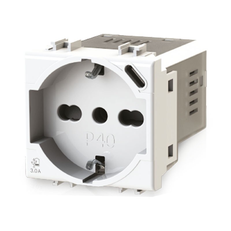 Bticino Livinglight 4B.N.P40 3.0A Bipass y toma Schuko 4Box P40 con USB 3.0A