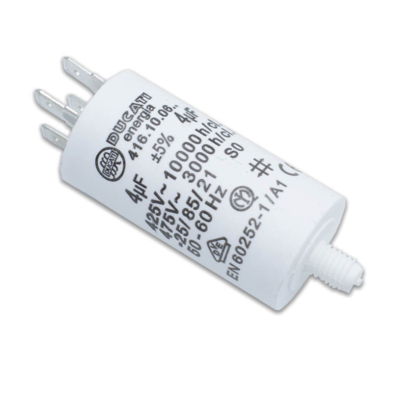 Kondensator Ducati 450V 4 UF mit doppeltem Faston Lötstift 416100664.CU