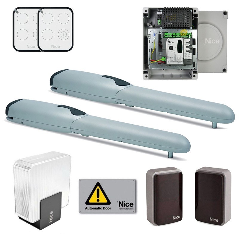 KIT portillon pivotant à 2 vantaux NICE WINGO jusqu'à 2 mètres 24V WINGO4024BDKCE