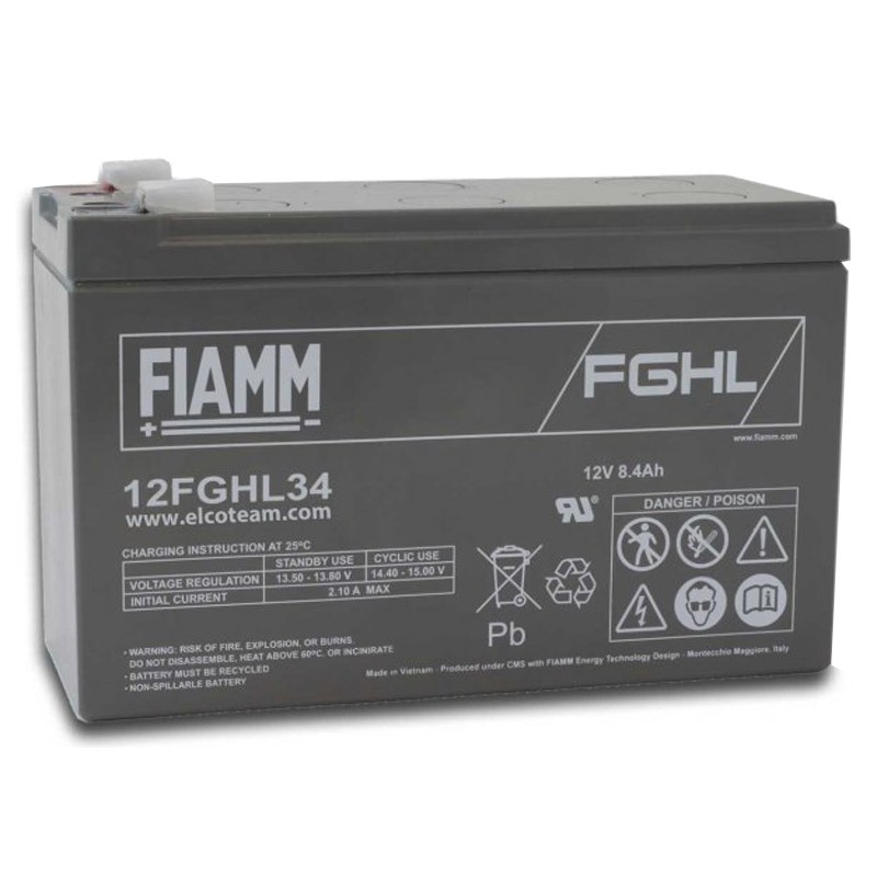 Batería hermética de plomo-ácido Fiamm 12V 8.4Ah de larga duración para UPS 12FGHL34