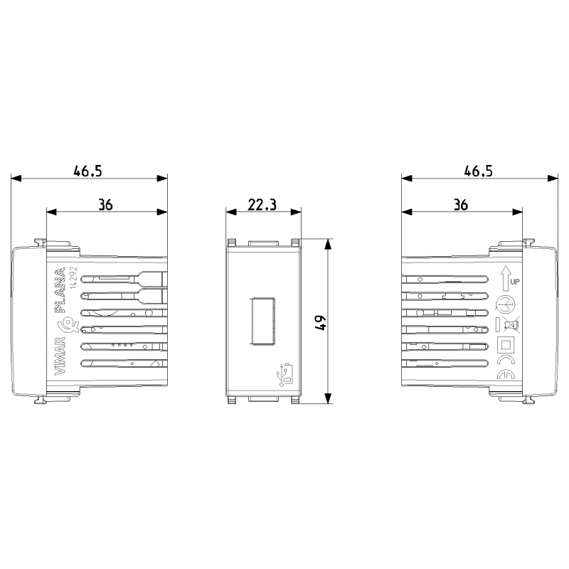 Vimar Plana 5V1,5A Plata 14292.SL Toma USB
