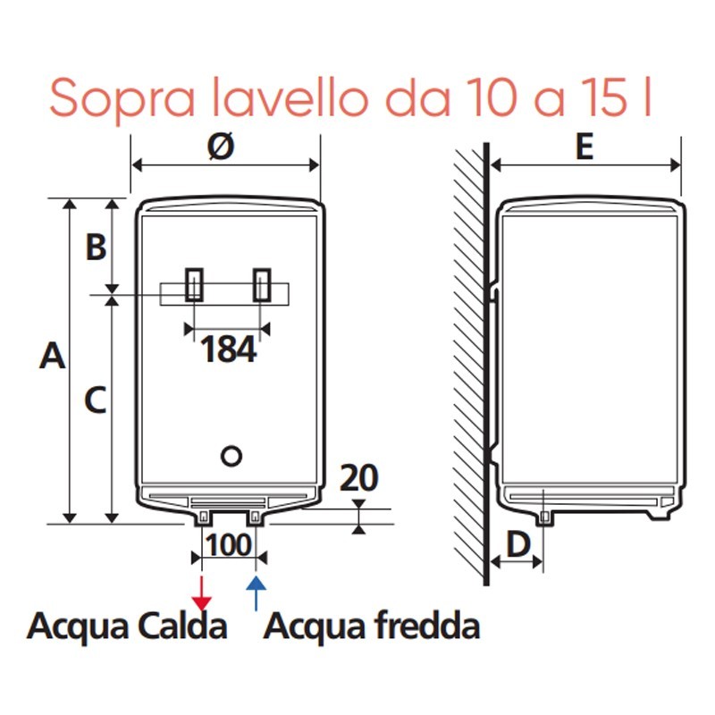Scaldabagno elettrico Atlantic Ego 15 Litri Verticale sopra lavello 821248