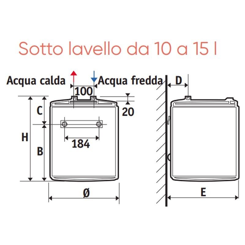 Calentador de agua eléctrico Atlantic Ego 10 Litros Vertical bajo el fregadero 821247