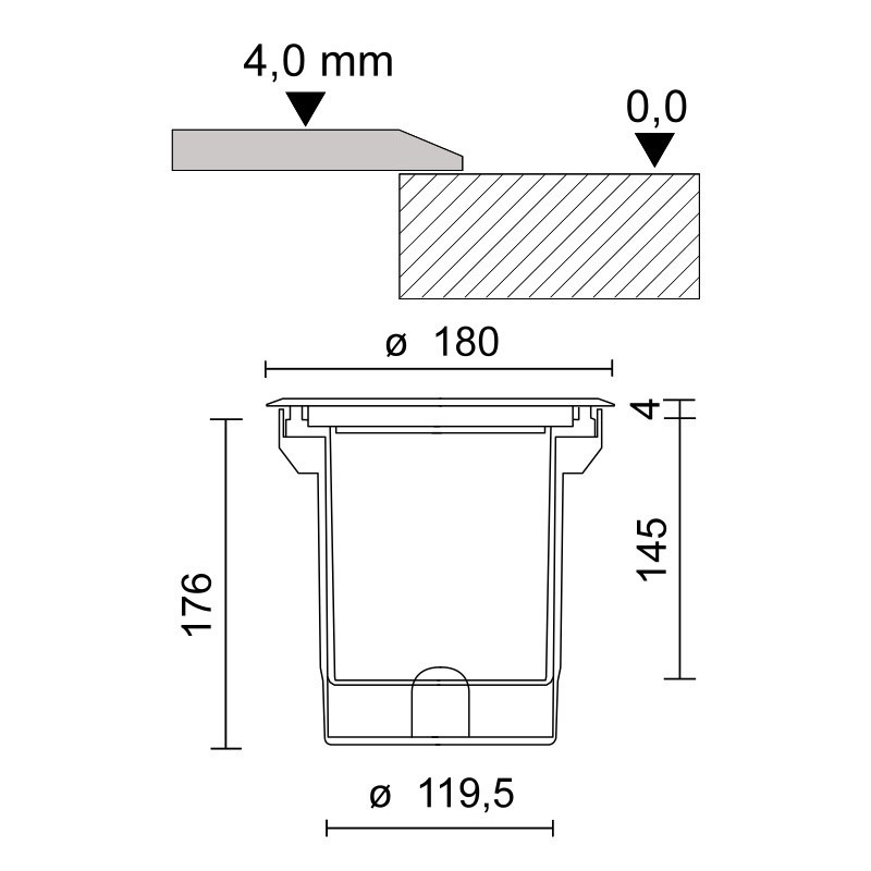 Flush-mounted OLODUM MIDI 10W 3000K IP67 E8272-LBC-FL Side MIDI step marker