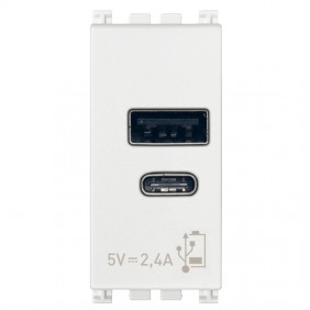 Alimentatore Vimar Arke USB A+C 5V 2,4A 1 Modulo Bianco 19292.AC.B